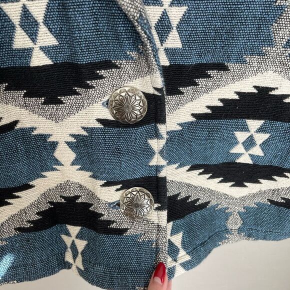 Dress Barn Vintage Southwestern Aztec Native Print Cotton Knit Cropped Blazer - Picture 5 of 7